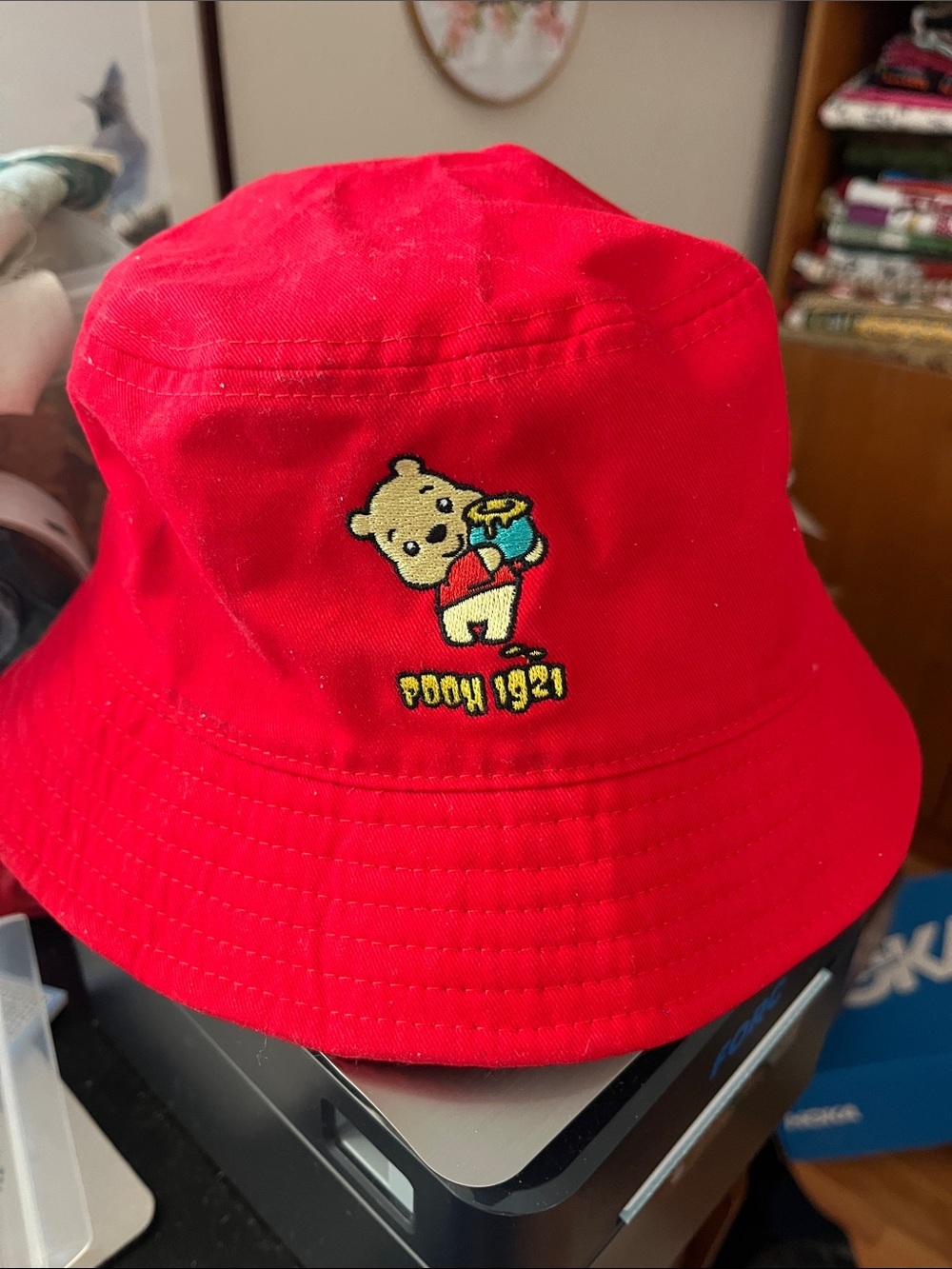 Pooh Bright Red Bucket Hat Disney OS